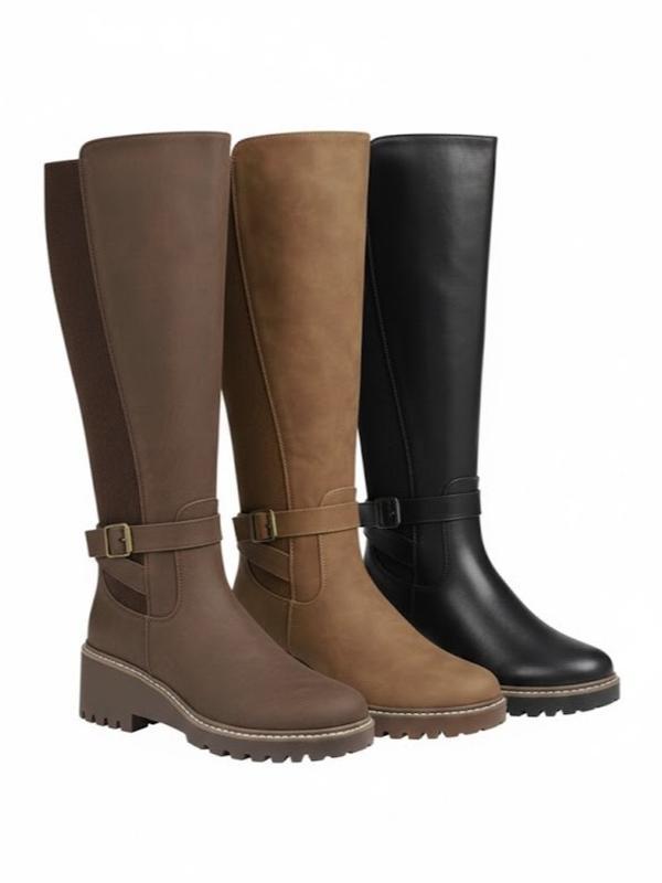 Anahi- Stretch Back Panel, Chunky Boot (Wide Calf Friendly)