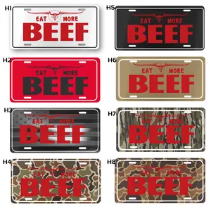 Eat More Beef Camo License Plate 12x6 Aluminum Vanity Plate Funny Cowboy Truck Tag Rustic Camouflage Car Accessory Country Farm Ranch Gift for Men