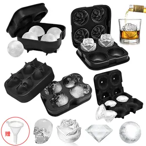 4-Cavitydiamond Ice Cube Mold - Large Silicone Ice Tray for Whiskey, Cocktails & Coffee, Makes Bigdiamond Ice Balls for Drinks, Perfect for Bar & Home Use # GLOBAL PIC