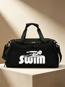 Swim Theme Dry Wet Separated Fitness Bag, Unisex Handheld Crossbody Training Luggage, Fashion Shoulder Clutch for All Seasons