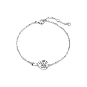 Female Daily "Infinite Embrace" Sterling Silver Infinity Symbol Bracelet with April Birthstone Cubic Zirconia Stone