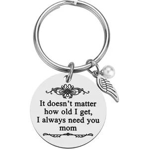 Keychain Gift for Mom with Message, Stainless Steel Keepsake, Mother’s Day Gift from Daughter Son, Birthday Gift for Mom