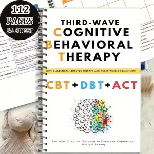 Adult Mental Health Relaxation Notebook, Cbt Dbt Act 5-In-1, Cognitive Behavioral Therapy, Dialectical Behavior Skills, Spiral Bound