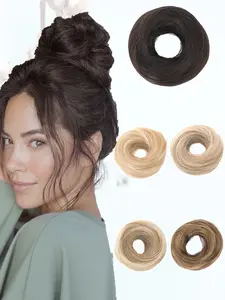 Synthetic Messy Bun Hair Piece - Wavy Synthetic Hair Elastic Fluffy Donut Updo & Scrunchie for Women, Dark Brown Chignon for Holiday & Daily Wear, Wavy Synthetic Hairpiece