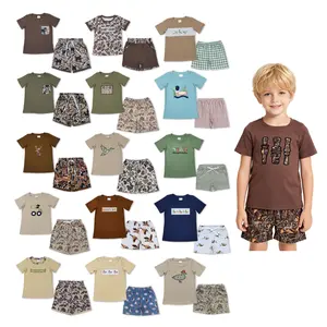Boys' 2-Piece Hunting Camo Outfit Set - Short-Sleeve Breathable T-Shirt, Elastic-Waist Shorts with Elastic Waistbands, Outdoor Play Clothes for Young Explorers, Summer Country-Theme Kids' Wear