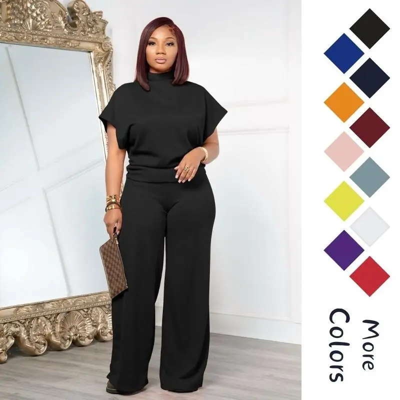 レディースウェア WS DOBBY SUCKER CROPPED PANTS USBoutiqueCHIC Women's Cropped Top & Wide Leg Pants Set | 180GSM