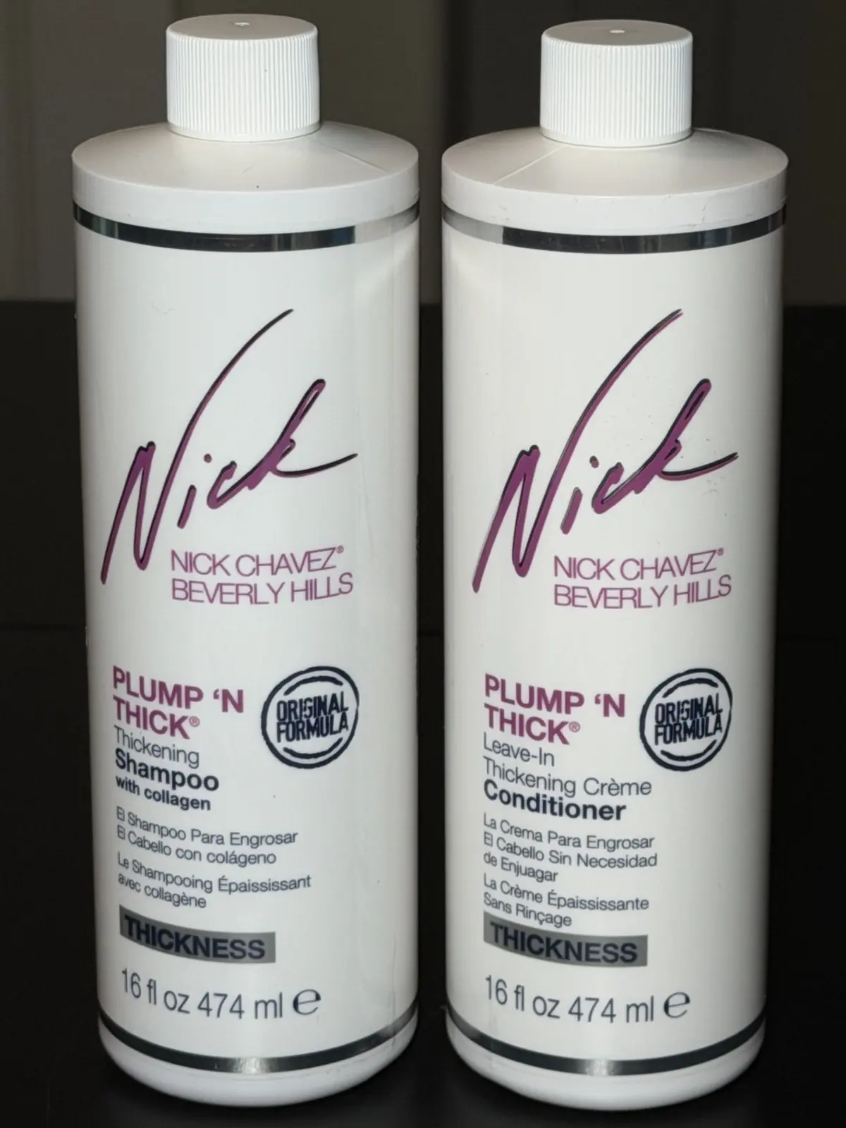 Nick Chavez Plump N Thick Shampoo & Leave-In Conditioner Set 16oz – Thickening Volumizing Duo