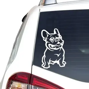 French Bulldog Car Decal, Self-adhesive vinyl for Truck, Car Window, Metal, Glass & Plastic Surfaces, Single Use Bumper Sticker Vehicle Exterior Decoration