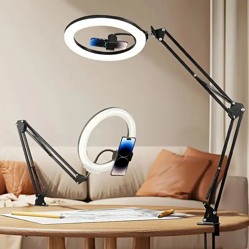 LED Dimmer with USB Power Supply, Desk Ring Light, Adjustable Color Temperature for Photography, Flexible Phone Holder for Live Streaming & Vlogs, Compact Design Perfect for Home & Office Decoration Lighting