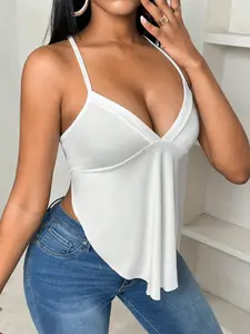 American Streetwear Y2K Backless Adjustable Shoulder Straps Fitted Vest Tops, Stylish Minimalist Aesthetic Unisex Casual Wear, Perfect for Daily