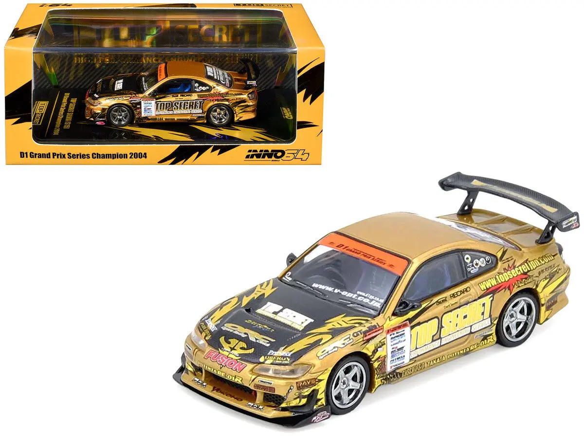 Inno64 1:64 Nissan Silvia S15 Top Secret RHD Ryuji Miki D1 Grand Prix Champion 2004 Diecast