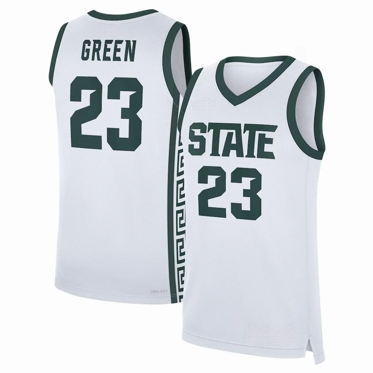 Unisex Basketball #23 Green Michigan State Spartans College Team Performance Replica Basketball Jersey - White
