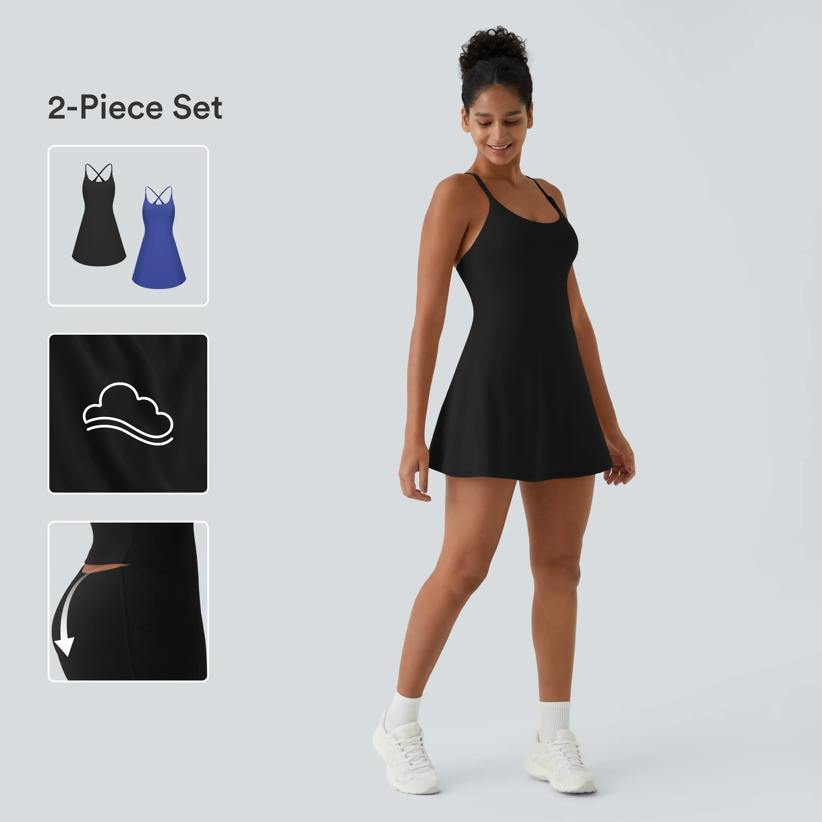 Halara 2-Piece SoftlyZero Plush Backless Active Dress-Easy Peezy Edition Set
