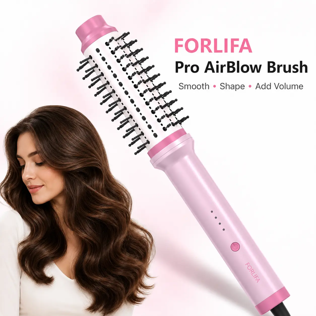 FORLIFA-Pro Blowout Boost Negative Ion Thermal Brush Hair Styler,  2in1 Thermal Styling Brush with AirBlow Tech，300℉-420℉ for Different Hair Types , 1.2B Negative Ions, Triple Hair Protection, Anti-Tangle, Straightening Comb Bristles 120-240V Universal