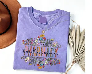 Pharmacy Technician T-Shirt - Floral Pharmacist Staff Gift Cute Pharmacy Tech Outfit