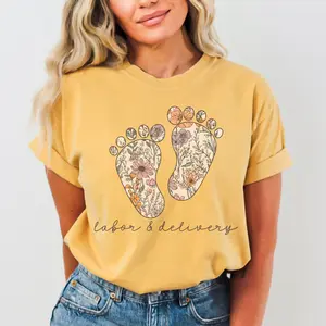 Comfort Colors Labor and Delivery Nurse Shirt, Wildflowers L&D Nurse Tshirt, Floral Nursing Tee, Baby Nurse, Delivery Nurse Gift, Pastel