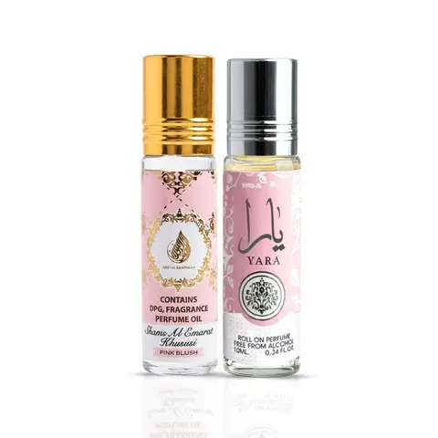 Pink Blush Shams Al Emarat Khususi & Yara Roll On Perfume Oil CPO 10ml (0.34 oz) by Ard Al Zaafaran (Bundle)