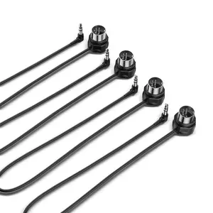 TRS MIDI Cable 4-Pack - TRS Type A (3.5mm - 1/8”) to 5-pin DIN, 1FT / 30CM, Low-Profile - Right Angle Ultra-Thin Plugs for Compact Spaces - Ideal for Synths & Pedalboards