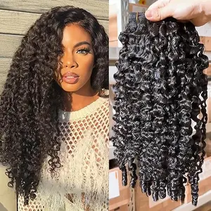 3C4A Burmese Curly Human Hair Bundles  Curly 3 Bundles Unprocessed Burmese Raw Hair Extension Real Human Hair 16A Natural Color Human Hair Weft Extensions