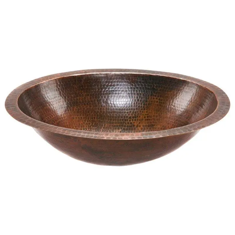 Oval Under Counter Hammered Copper Bathroom Sink