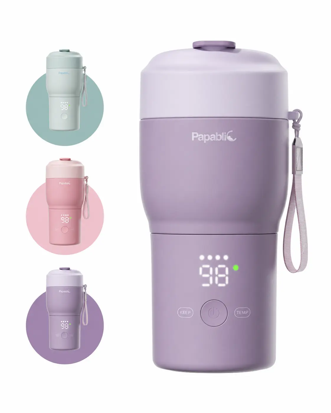 Papablic Pro Portable Bottle Warmer for Travel – Fast Heating, Built-in Sterilizer, 30W Fast Charge, 5-Temp Control, Easy-Clean Wide Mouth, Baby Milk Warmer for Breastmilk & Formula #DealsForYouDays