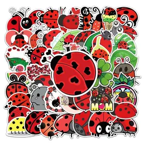 50 Pack of Lady Bugs Stickers. No Duplicates. Great for Christmas and Birthdays! Waterproof!