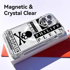 P-PHILIPPS P-PLEINS fashion logo Luxury Phone Case for iPhone 17 16 15 14 13 12 11 Pro Max Plus Clear Magnetic Phone Case – Anti-Yellow For MagSafe Slim & Lightweight Precision Cut Camera Protection, Shockproof Scratch-Resistant Transparent Case