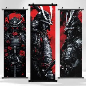 Samurai Pattern Wall Art, 3 Counts/set Japanese Style Character Poster, Wall Decor for Home Living Room Bedroom Office, Ornaments