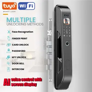 Three-camera monitoring intercom smart lock with facial recognition, fingerprint lock, household anti-theft door lock, automatic smart door lock, Smart Locks for Entry Door, Highsecurity Features, Aluminum Alloy Body