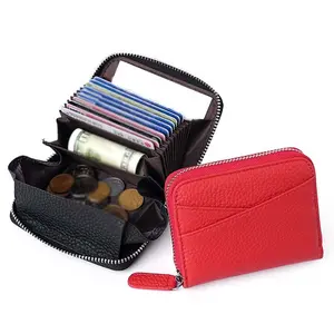 1pc Accordion Card Holder Zipper Wallet Multi Card Slots ID Organizer Unisex Mini Portable Coin Purse Anti-Lost Fashion Small Card Clip for Daily Commute Travel