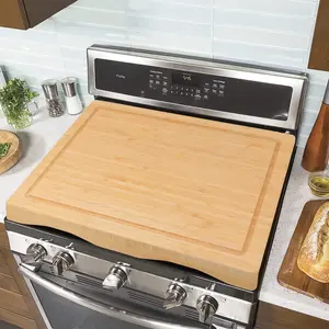 kitchen utensils handheld wooden Stove Cover Board Gas Stovetop - 29.5"x21.25" Cooktop Covers for Stove Top, Raised Cutting Board with Legs and Juice Grooves,Wood Stove Covers for Gas Burners, Adjustable Cover for RV Stove