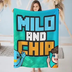 1pc Milo & Chip Cartoon Flannel Blanket Soft Lightweight All Season Bedspread with Cute Design Machine Washable for Couch Bed Travel Camping Great Gift for Kids Adults