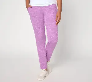 Denim & Co. Active Petite Soft Blend Knit Space Dye Slim Straight Pants