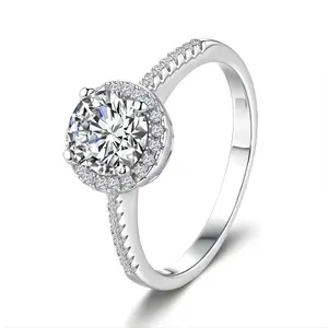 Round Cut Halo Pavé Moissanite Engagement Ring – 1CT / 2CT / 3CT | 925 Sterling Silver