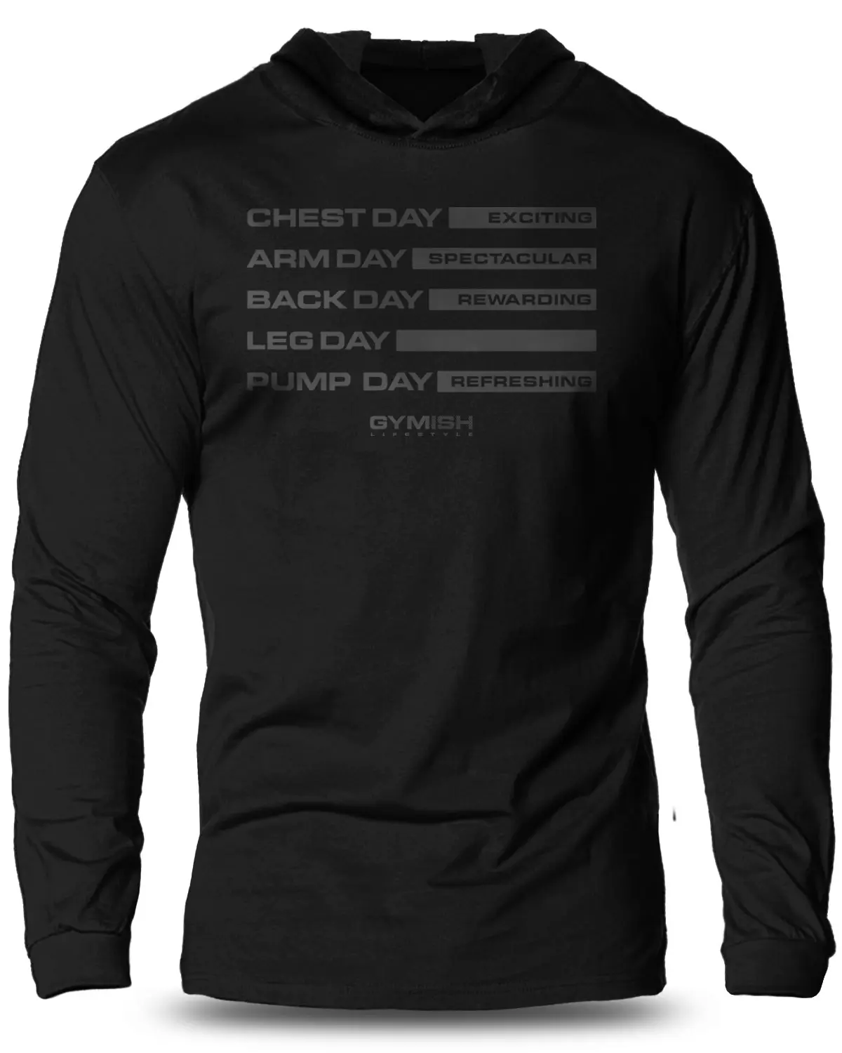 054. Gym Days Lightweight Workout Long Sleeve Hooded Gym T-shirt for Men Cotton Menswear