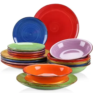 Vancasso BONITA 18-Piece Mix Color Ceramic Dinnerware Set – Colorful Earthenware Tableware Service for 6