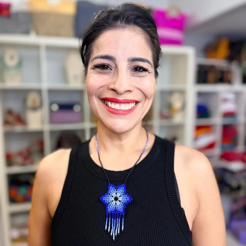 Collar 1 flor plana - artesanal mexicano - Mexican necklace Handmade beaded - collar huichol - collar mexicano - Mexican necklace collar Amanda