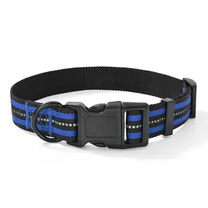 Mile High Life Reflective Dog Collar | Nylon Pet Collars wiith Buckle | Light Weight Puppy Collars | Blue Dog Collars for Large Dogs