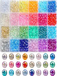 Transparent AB Acrylic Round Beads, 24 Random Colors Assorted Plastic Bubble Gum Beads with Hole, Acrylic Beads Mix, DIY Mix Beads, Pride 2025, LGBTQ, Loose Spacer Beads Bulk for Bracelets Necklace Jewelry Making