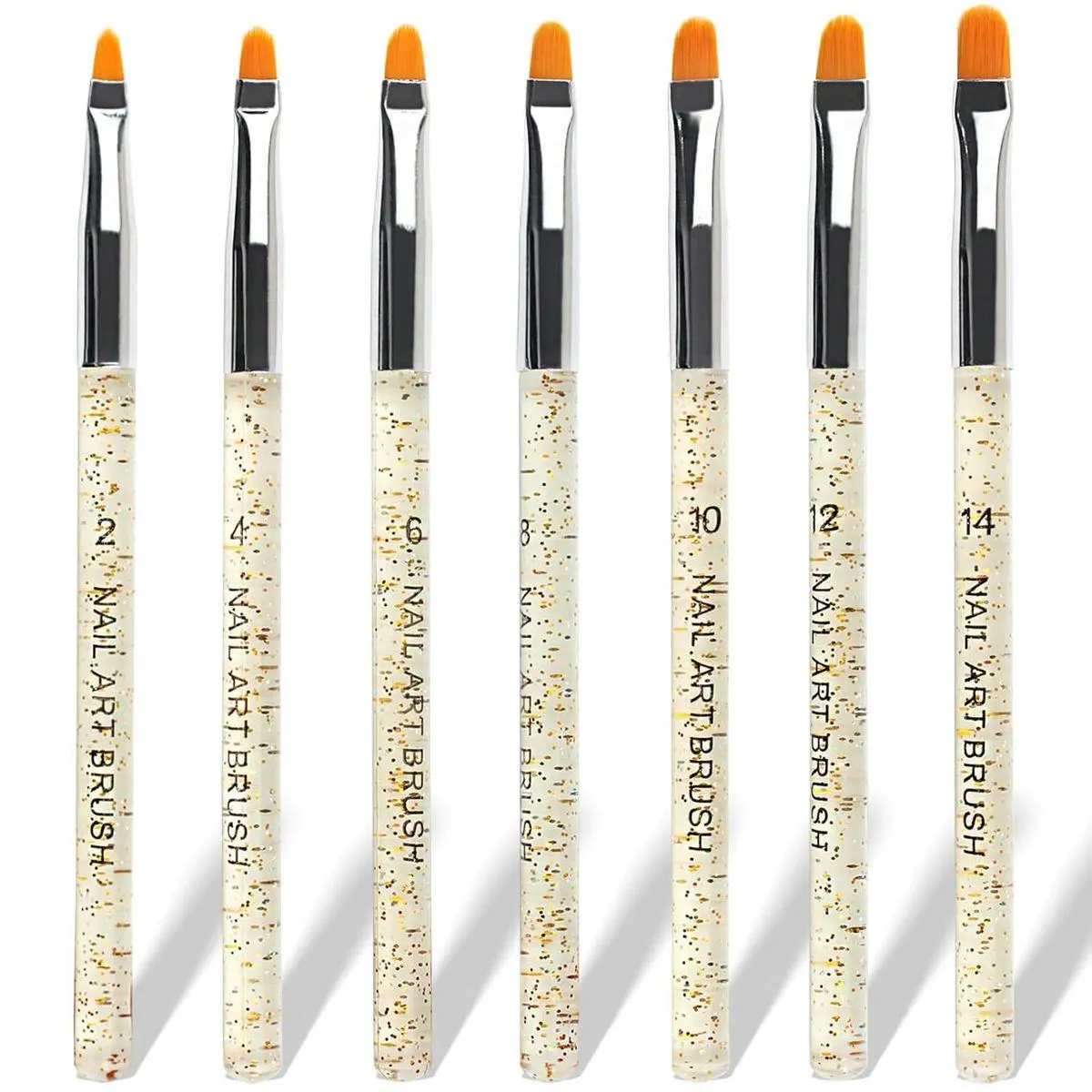 7pcs UV Gel Nail Brush Set – Poly Extension & Builder Painting Pens in Sizes 2/4/6/8/10/12/14 for Nail Art Design