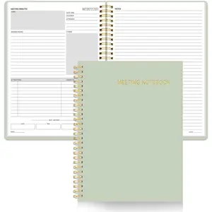 Half Meeting Half Note - 7.5"x10" Professional Notebooks for Work - 160 Pages, B5 Size Project Planner, Spiral Meeting Agenda/Minutes Organizer for Women Men, Note Taking, Office & Business