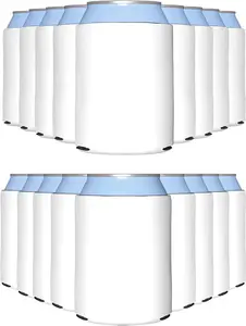 25 Pack White Blank Can Cooler Sleeves, Customizable Bulk Sublimation Can Coolers, Extra-Thick Collapsible Drink Insulator Sleeve, Beer Can Coolers for Party Beverages