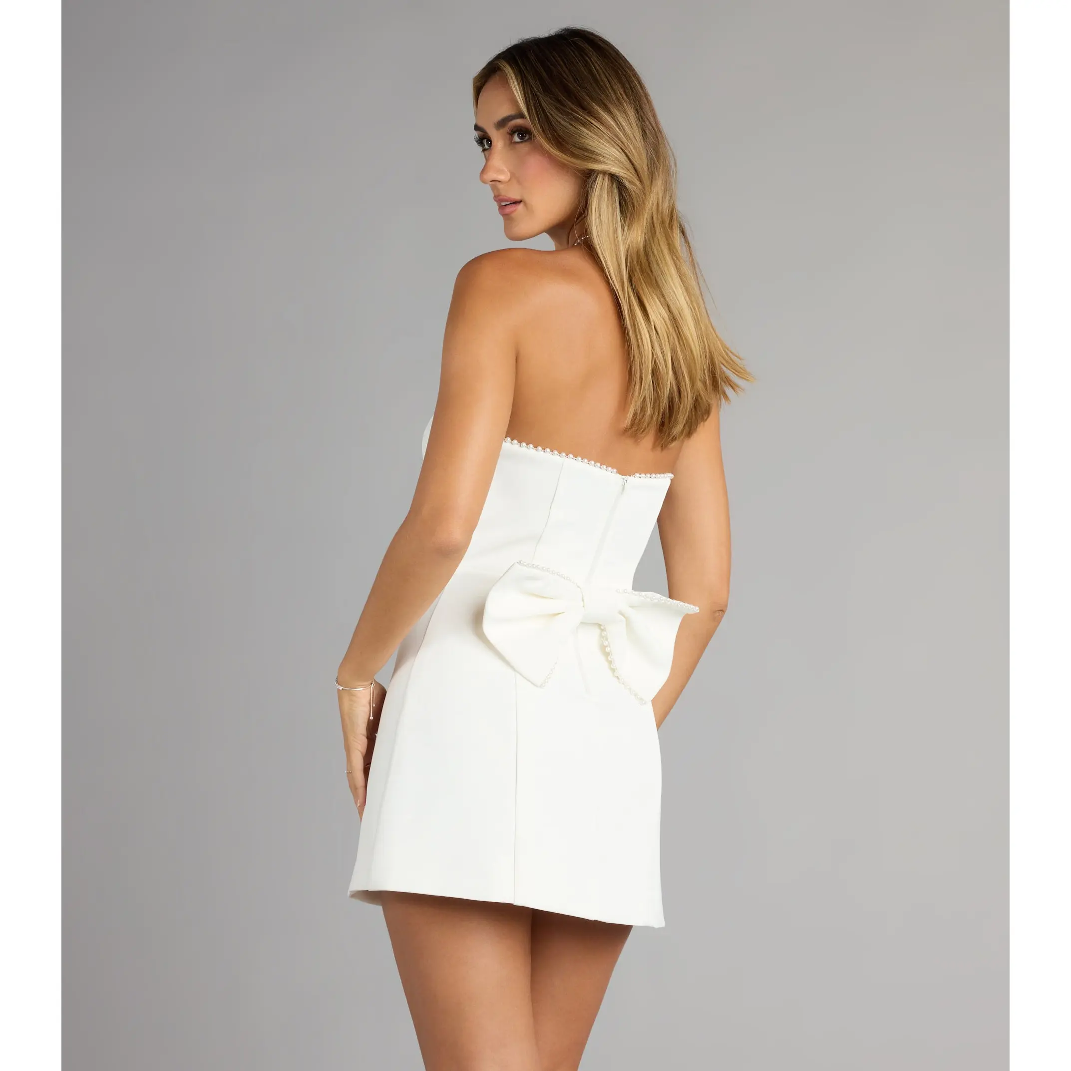 Pearls Please A-Line Bow Back Mini Dress - TikTok Shop