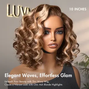 【LIVE】Ash Blonde Highlight Loose Wave Glueless Minimalist HD Lace Short Wavy Wig Pre-Cut Lace