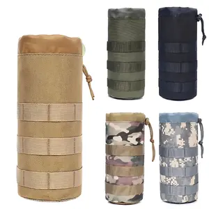 Water Bottle Pouch Nylon Tactical | Adjustable Straps, Backpack Attachment | For Camping/Hiking/Hunting Enthusiasts  Mug Tumbler Black Drinkware Cup