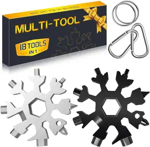 Safe & Useful Stocking Stuffers for Men Dad Gifts, Multi Tool 18 in 1 Snow flake Hand Tools Christmas Xmas Gifts for Men and Women Outdoors Camping Portable Bottle Opener Flat Screwdriver Kit Wrench