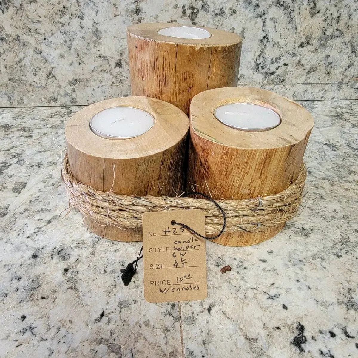 Wood Tealight Holder Set with Tealights
