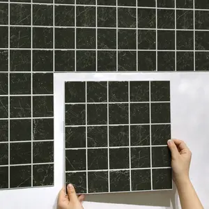 Commomy 10PCS Thicker Square Peel and Stick Backsplash Tile 12" x 12" Removable 3D Adhesive Wall Tile for Kitchen Bathroom Decorative Decal Sticker