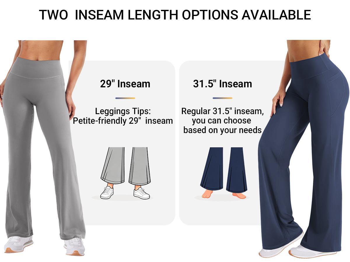 YEOREO Women's High Waist Wide Leg Leggings - No Front Seam, with Pockets, 29"/31.5" Inseam - High Waists Leggings, Fitness Training Pant, Gym Exercise Activewear, Gym Workout Sportswear Summer Bottoms, Sporty Chic