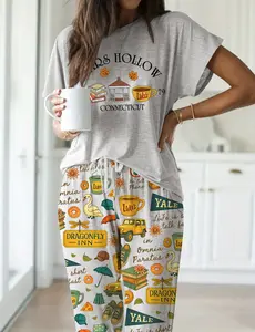Stars Hollow Fall Book Casual Pajama Set For Women